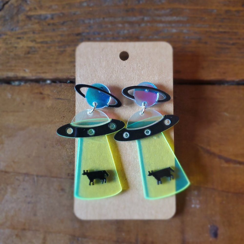 Neon UFO Earrings